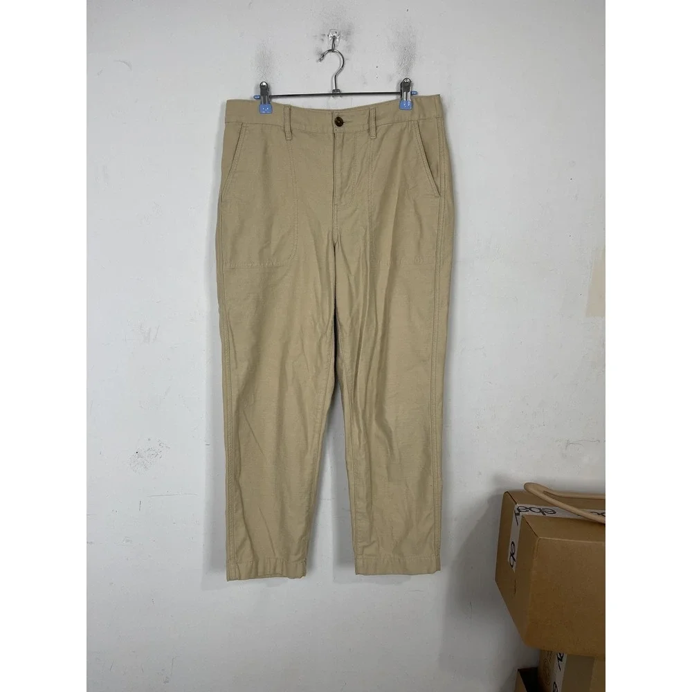 J Crew Womens Pants Size 8 Khaki Chino Ankle Straight Leg Cotton Camp Capsule